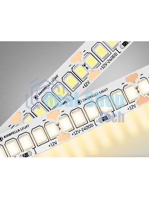 Светодиодная лента Ambrella light GS1501 2835 240Led/ 19.2W m/ 12V IP20 3000K/ 5000*10*1.2mm (2 конт.)