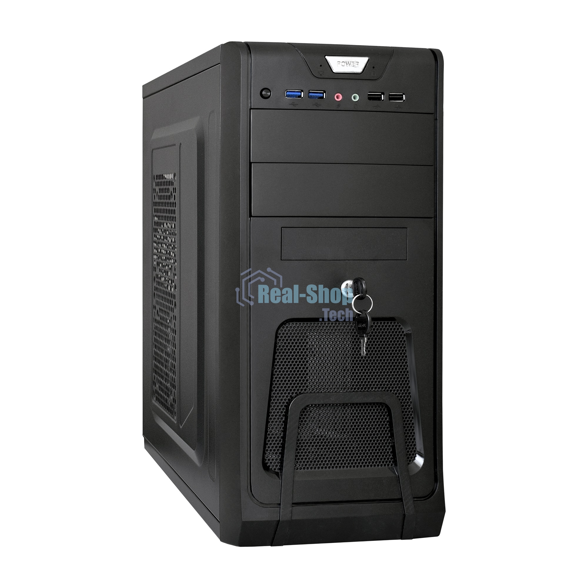 Компьютерный корпус Miditower ExeGate CP-603UB Black, ATX, (без БП), 2*USB+2*USB 3.0, Audio, замок блокировки кнопки питания