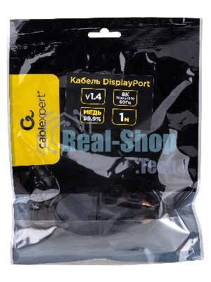 Кабель DisplayPort Cablexpert CC-DP8K-1M, 20M/20M, v1.4, 8К, медь, тройной экран, 1м, черный, пакет