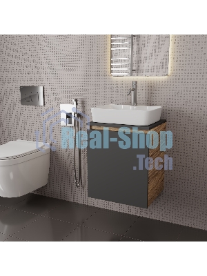 Тумба Bau Dream Blackwood 50 графит, раковина BAU Cerama 48х37 белая, смеситель Hotel Dream, нерж. сталь