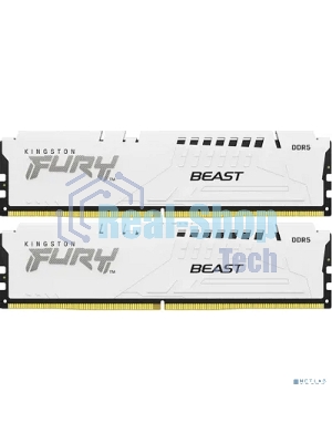 Оперативная память Kingston Fury Beast, DDR5, 32Gb (2x16Gb), 5600MHz, CL40, DIMM, с радиатором, белый