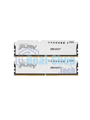Оперативная память Kingston Fury Beast, DDR5, 32Gb (2x16Gb), 5600MHz, CL40, DIMM, с радиатором, белый