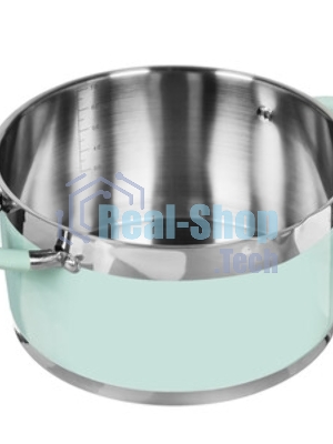 Кастрюля LARA LR02-545 MINT 26x14 см, 7,2 л, носик, индукционное дно, крышка с бортом, нержавеющая сталь