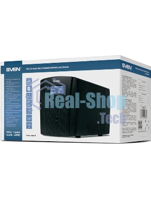 Источник бесперебойного питания UPS Sven Pro 1500 (1000 WA, LCD, USB, RG-45, 3 евро розетки)