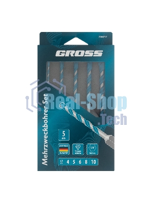 Набор сверл универсальных Gross Multipurpose PRO, 6-гр. хвостовик, 4-10 мм, 5 шт