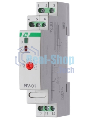 Реле времени RV-01 (задержка вкл. (1-120сек) 230В 16А 1перекл. IP20 монтаж на DIN-рейке) F&F EA02.001.007