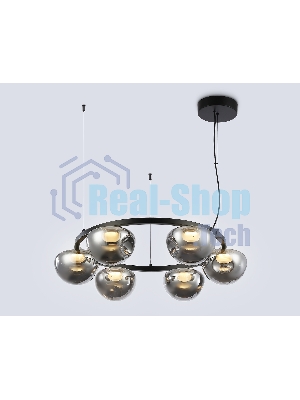 Подвесной светодиодный светильник Ambrella light LH12003/6 BK/GD/SM черный/золото/дымчатый 36W 3000K D760*175
