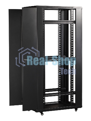 Шкаф коммутационный Lanmaster (TWT-CBB-42U-6X10-G1) напольный 42U 600x1000 мм пер. дв. стекл задн. дв. спл. стал. лист 2-хст. 2 бок. пан. 800 кг черный IP20