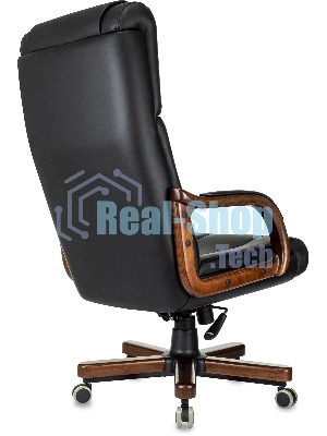 Кресло руководителя Бюрократ T-9933Walnut черный, эко.кожа, крестов. металл/дерево
