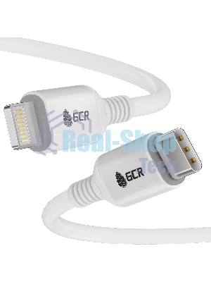 Кабель GCR PREMIUM 3.0m TypeC/Lightning MFI POWER DELIVERY 18 W, быстрая зарядка, белый силикон, AL case белый, белый ПВХ, GCR-53756