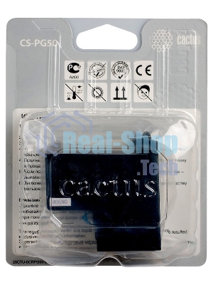 Картридж струйный Cactus CS-PG50 черный (18 мл) для Canon Pixma MP150/MP160/MP170/MP180/MP450/MP460/iP2200/MX300/MX310/JX200/JX210/JX210p/JX500/JX510/JX510P