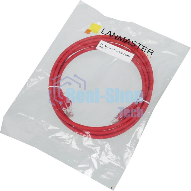 Патч-корд LANMASTER UTP LAN-PC45/U5E-2.0-RD вилка RJ-45-вилка RJ-45 cat.5е 2м красный LSZH (уп.:1шт)