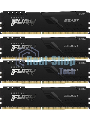 Оперативная память Kingston Fury Beast, DDR4, 128GB (4x32 GB), 3200 MHz, CL16, DIMM, с радиатором, черный