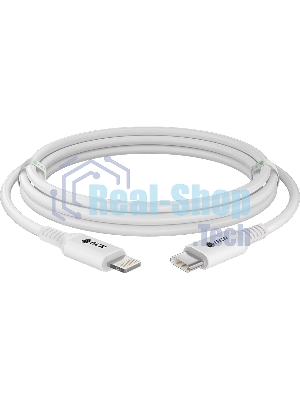 Кабель GCR PREMIUM 3.0m TypeC/Lightning MFI POWER DELIVERY 18 W, быстрая зарядка, белый силикон, AL case белый, белый ПВХ, GCR-53756