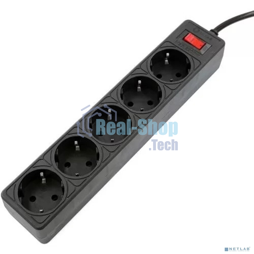 Сетевой фильтр 5bites GARDA SP5B-518 5S, 3x0.75 мм2, 1.8 м, черный