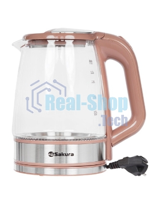 Чайник электрический Sakura SA-2722BR 2,2л,стекл,темный шоколад