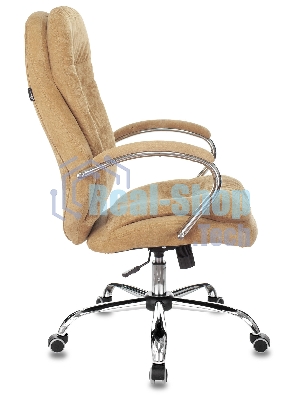Кресло руководителя Бюрократ T-9950SL Fabric горчичный Velvet 73, крестовина металл хром