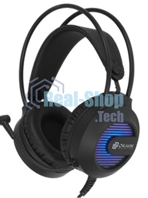 Гарнитура Oklick HS-L300G чёрный, проводная, 3.5 мм, подсветка
