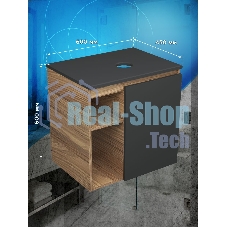 Тумба подвесная под раковину Bau Dream Blackwood 60 правая, полки, дверца, графит