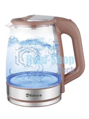 Чайник электрический Sakura SA-2722BR 2,2л,стекл,темный шоколад