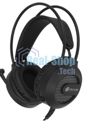 Гарнитура Oklick HS-L300G чёрный, проводная, 3.5 мм, подсветка