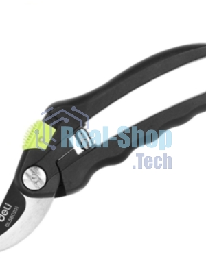 Секатор садовый Deli DL580207 цельнокованный, лезвия с тефлоновым покрытием, длина 215мм, макс. диаметр резки 12мм, сталь SK5