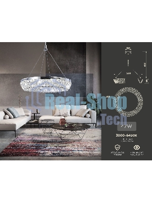 Светильник Ambrella light TR5022 CH/CL хром/прозрачный 3000K/4200K/6400K 47W D500*540 (Без ПДУ)
