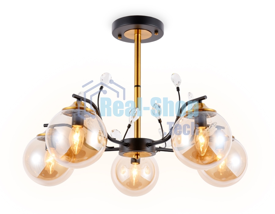 Светильник Ambrella light TR9072/5 BK/TI черный/янтарь E14 max 40W D620*420