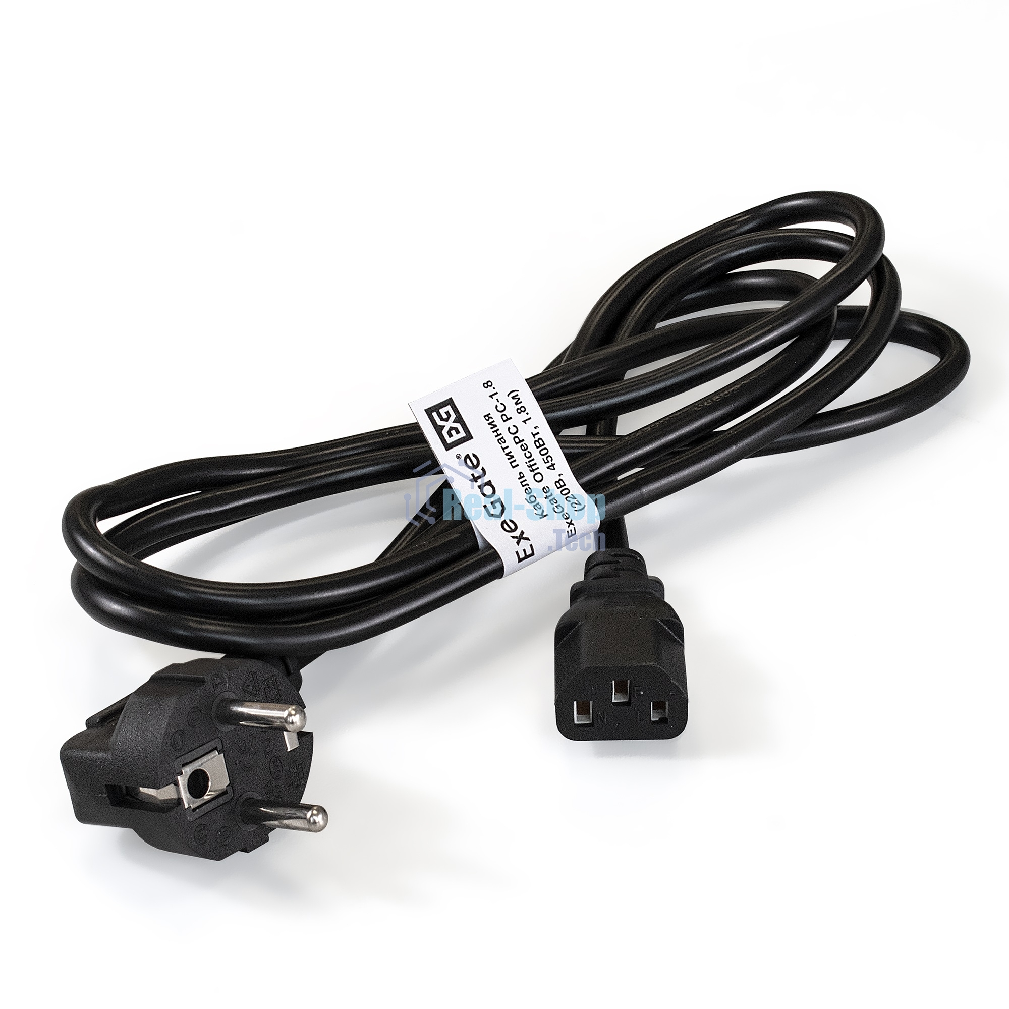 Кабель питания ExeGate EX287264RUS PC-1,8 OfficePC 450W (Евровилка Schuko ->С13) черный, 1.8м