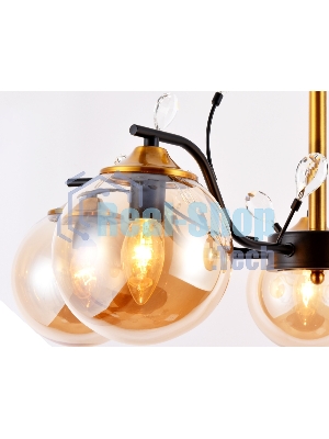 Светильник Ambrella light TR9072/5 BK/TI черный/янтарь E14 max 40W D620*420