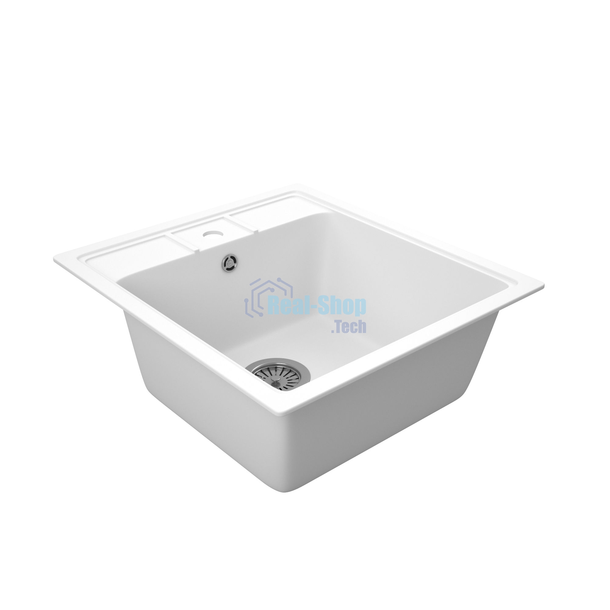Мойка для кухни BAU Stil White snow 45х50, выпуск с сифоном в комплекте, белый снег