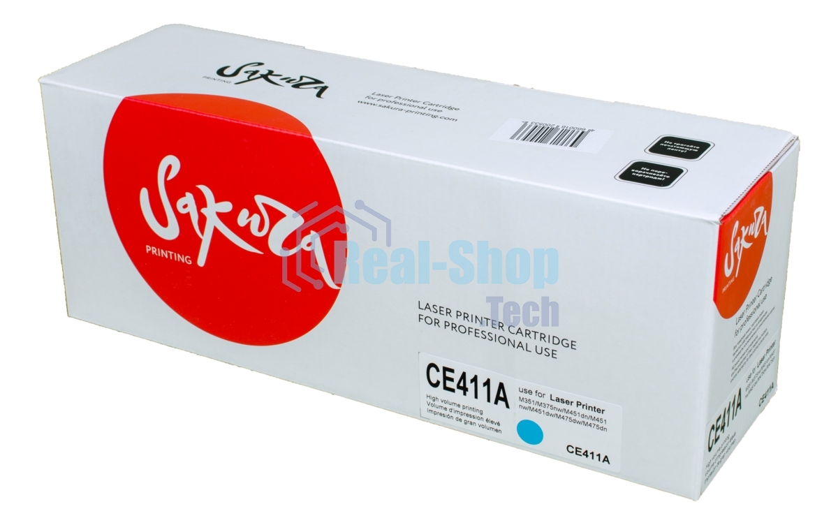 Картридж лазерный Sakura CE411A для HP Laserjet Pro 400 Color M451DN/M451DW/451NW/MFP M475DW/M475DN, Laserjet 300 color MFP M375NW, синий, 2600 к.