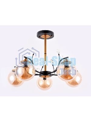 Светильник Ambrella light TR9072/5 BK/TI черный/янтарь E14 max 40W D620*420