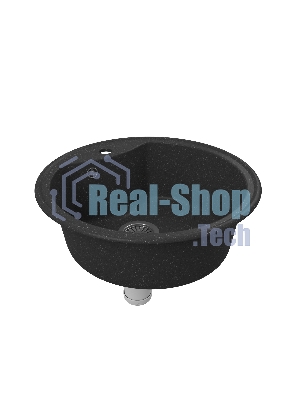 Мойка для кухни BAU Dream Black stone D 51, выпуск с сифоном в комплекте, черный камень