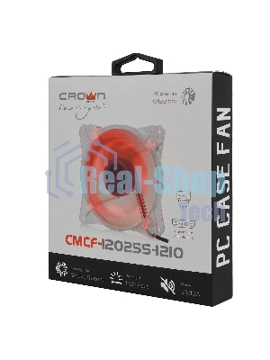 Вентилятор для корпуса Crown CMCF-12025S-1210 прозрачный/красный, 120 мм, 1650 об/мин, 28 дБ, 3 pin
