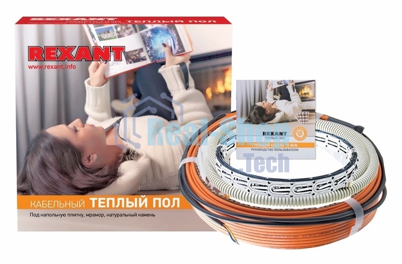 Теплый пол Rexant Standard RND-100-1500 (1500Вт/100м/S обогрева, м2: 9,4-12,5) (двух жильный)