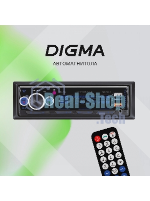 Автомагнитола Digma MCP-413, 1 DIN, Bluetooth, USB Type-A, AUX, пульт ДУ
