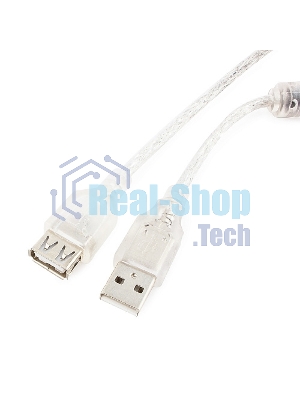 Кабель Cablexpert USB2.0 Pro, AM/AF, 3м, экран, 2 феррит.кольца, прозрачный (CCF-USB2-AMAF-TR-10)