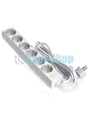 Удлинитель ExeGate ECE-6-3W (EX285833RUS), белый, 3 м, евровилка с заземлением, 6 евророзеток с заземлением, 2200 Вт