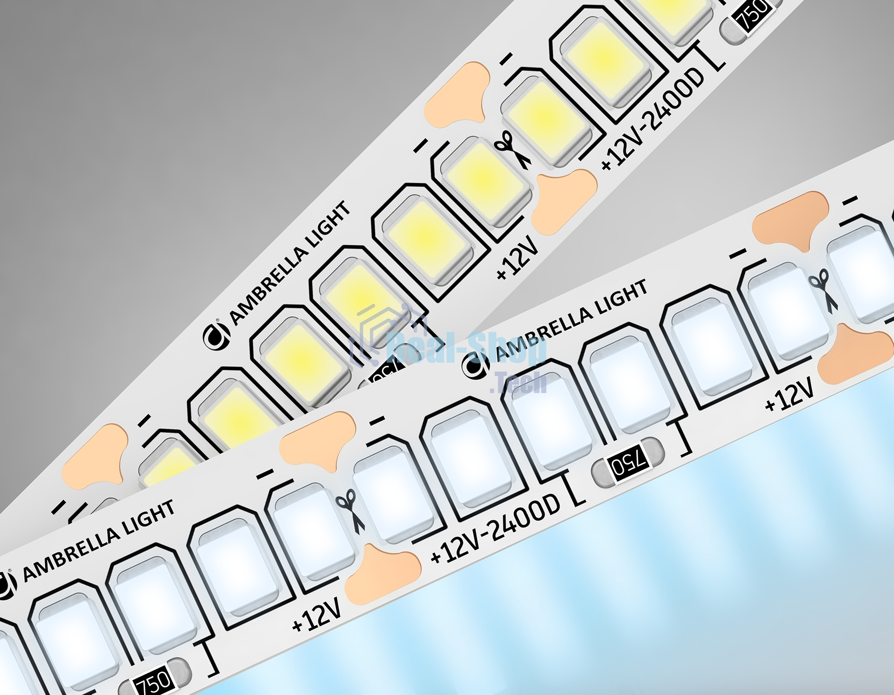 Светодиодная лента Ambrella light GS1503 2835 240Led/ 19.2W m/ 12V IP20 6500K/ 5000*10*1.2mm (2 конт.)