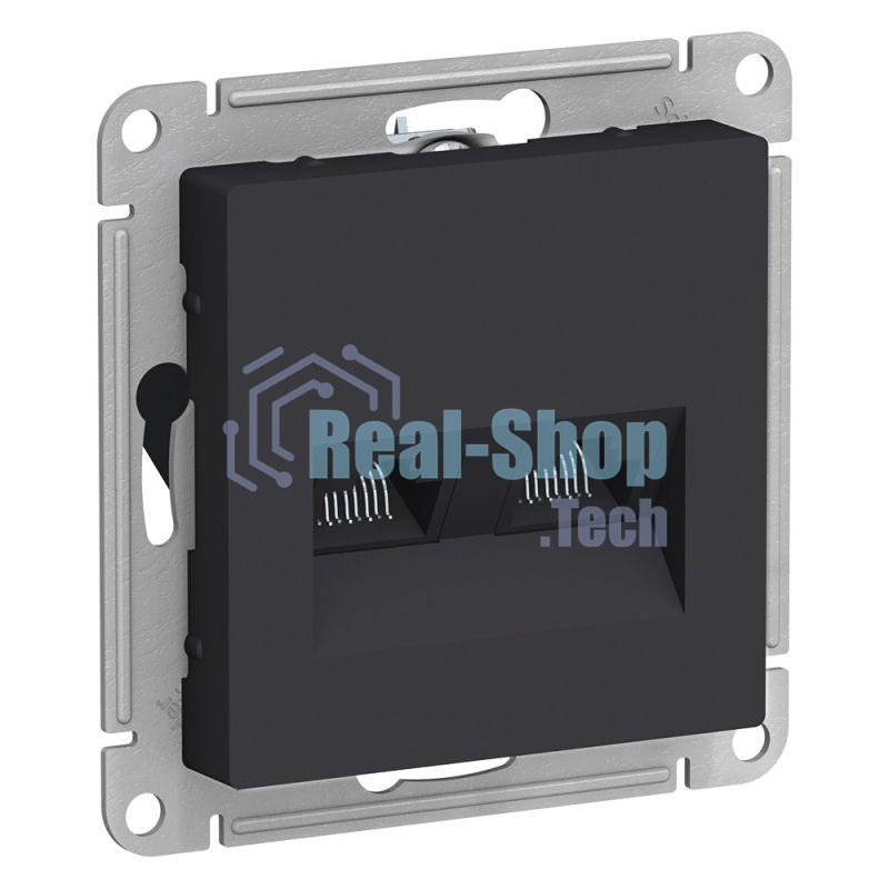 Механизм розетки компьютерной 2-м AtlasDesign RJ45 + RJ45 кат.5e карбон SchE ATN001085