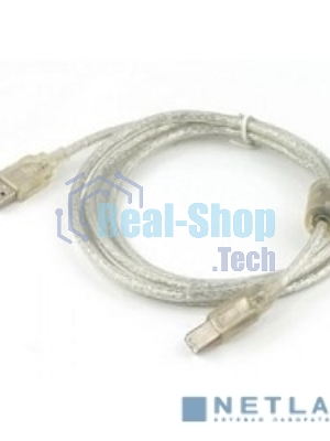 Кабель Cablexpert USB2.0 Pro, AM/BM, 0,75м, экран, 2 феррит.кольца, прозрачный (CCF-USB2-AMBM-TR-0.75M)