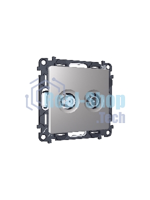 Комплект механизма розетки TV оконечной + SAT 5-862MHz 3.5dB/950-2150MHz 3.5dB ALFA Сталь матовый QUANT (AP5133, VM217) MA513310