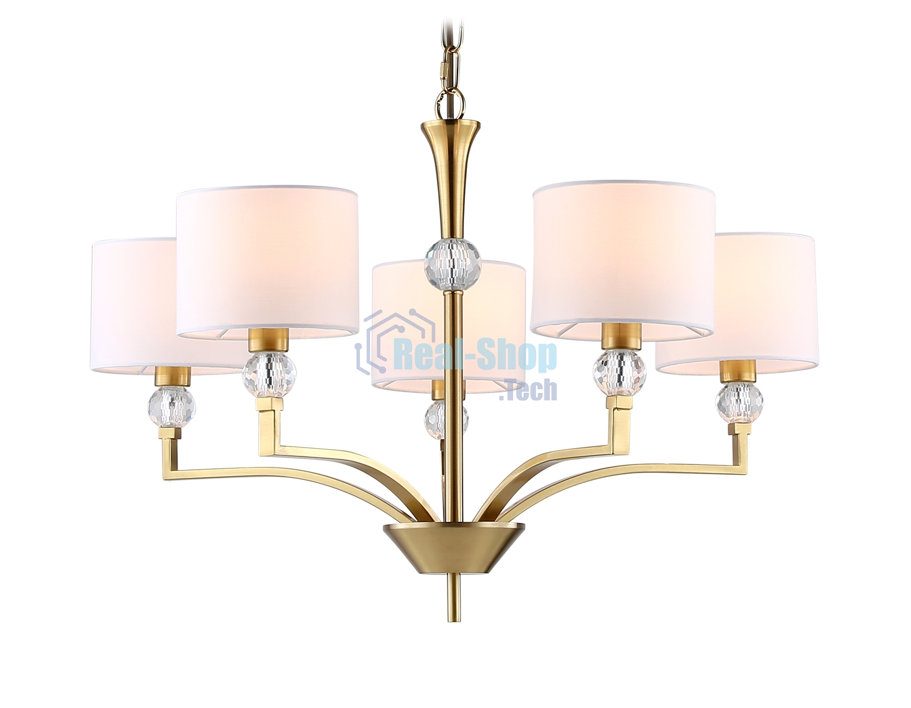 Люстра Ambrella light LH71131/5 BS/WH латунь/белый E14/5 max 40W D660*880