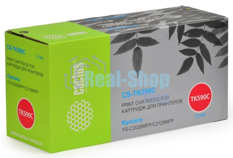 Картридж лазерный Cactus CS-TK590C голубой (5000 стр.) для FS-C2026MFP/C2126MFP/C2526MFP/C2626MFP/C5250DN