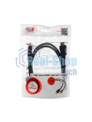 Кабель Cablexpert HDMI CC-HDMI4-1M, 19M/19M, v2.0, медь, позол.разъемы, экран, 1м, черный, пакет