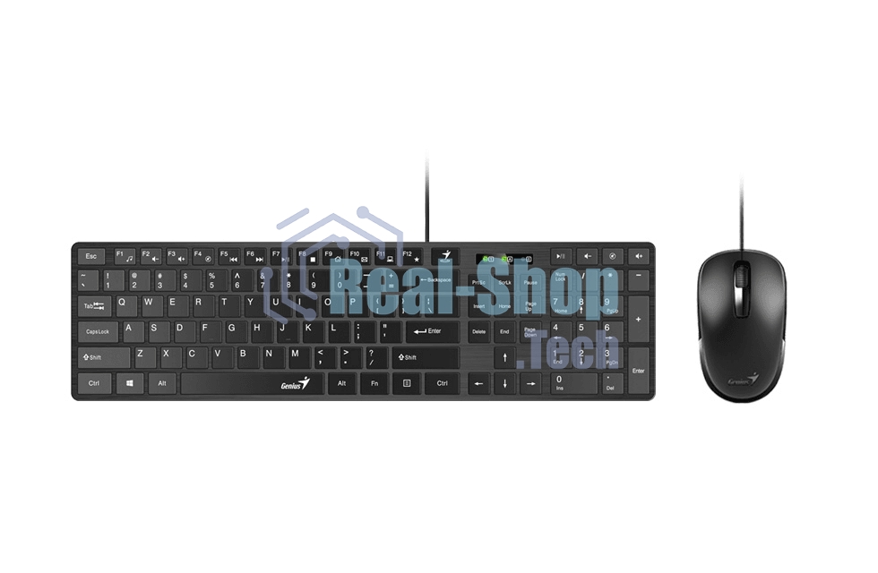 Комплект клавиатура+мышь Genius SlimStar C126 проводной, USB, 1000 DPI, чёрный