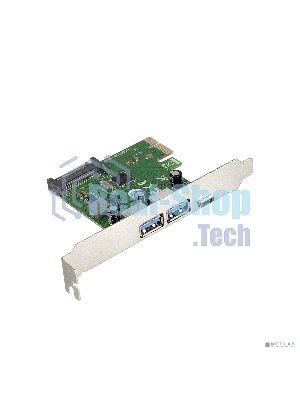 Контроллер ExeGate EXE-323 PCI-E 2.0, 2*USB 3.0 ext + 1*Type-C, разъем доп.питания (OEM)