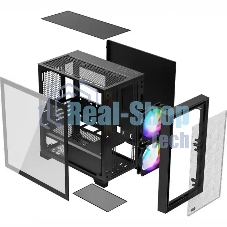 Компьютерный корпус без блока питания PCCooler C3D310 BK ARGB, Mini-Tower, TG, Mesh, 2x120мм ARGB, 2xUSB-A 3.0, mATX, mITX черный