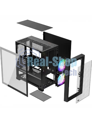 Компьютерный корпус без блока питания PCCooler C3D310 BK ARGB, Mini-Tower, TG, Mesh, 2x120мм ARGB, 2xUSB-A 3.0, mATX, mITX черный